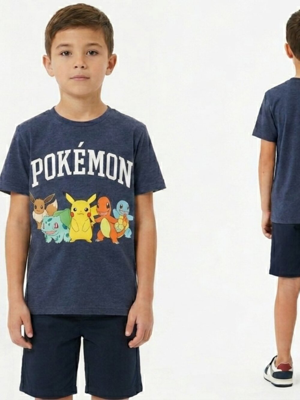 POKEMON BRAND Boy's Navy Tee with Logo - Size 8